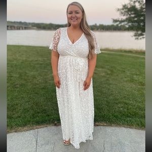 White Long Baltic Born Dress, Size Medium